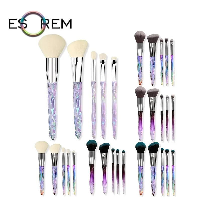 

ESOREM Face Makeup Brushes Set Acrylic Gradient Colorful Handle Foundation Powder Blush EyeShadow Brushes 5PCS Kits Make Up Tool