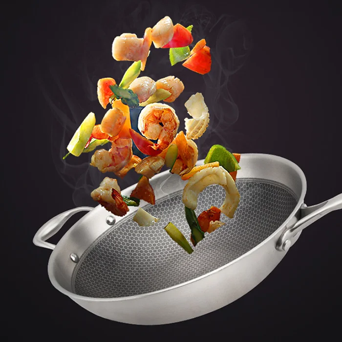 

ON SALE Durable Non-stick Pan Smoke-free Stainless Steel Frying Pan Cookware Kitchen Dining Instrument Home Restaurant Canteen