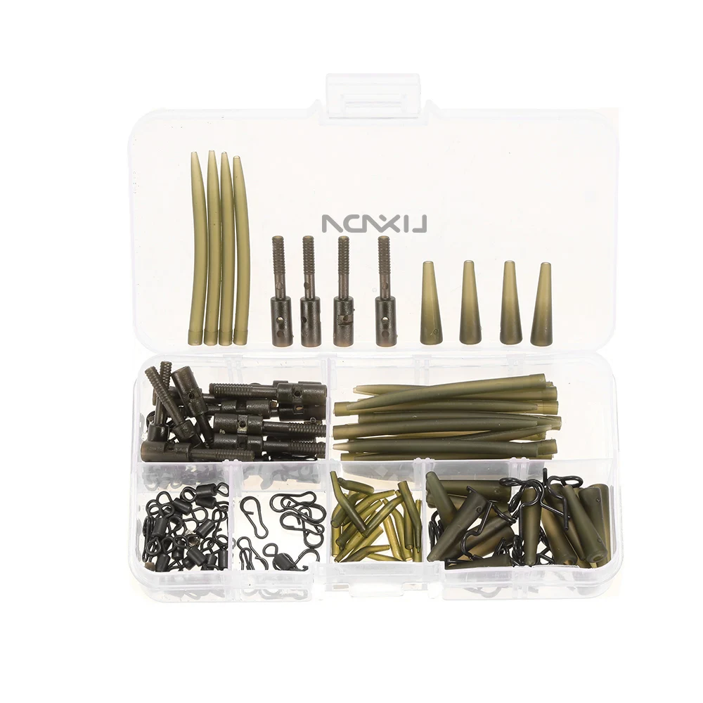 

Lixada 160pcs Fishing Accessories Kit Set Safety Lead Clip Rubber Tubes Sleeves Rolling Swivels Snap Clips with Pins Carp Tackle