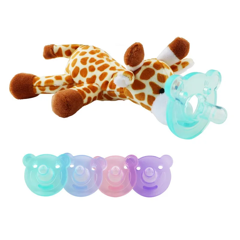 Baby Accessories Cute Toys Newborn Baby Kids Toy Dummy Nipple Pacifier Silicone Animal Plush Giraffe Pacifier with plush toy