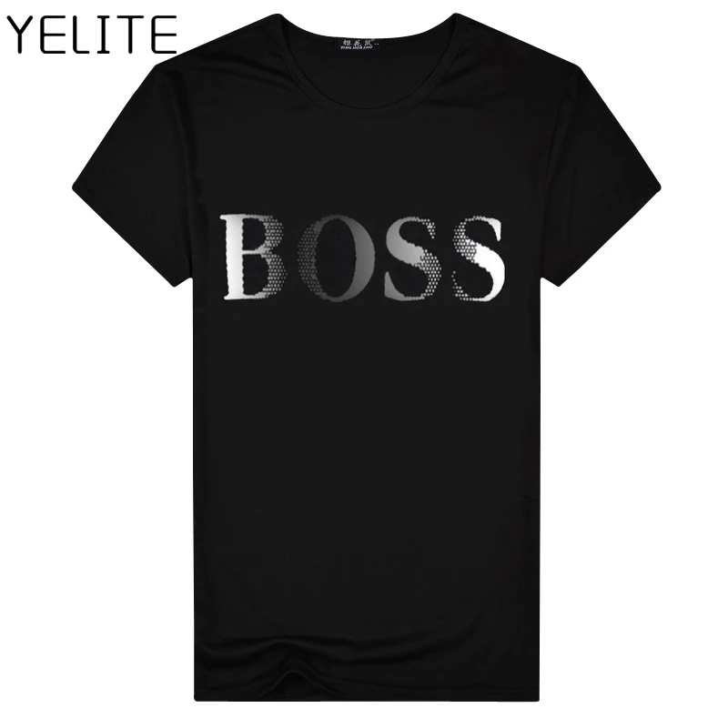 

YELITE 2019 New Casual Boss Printing T-shirt Brand Clothing Hip Hop Letter Print Men T Shirt Short Sleeve Anime High Quality Tee