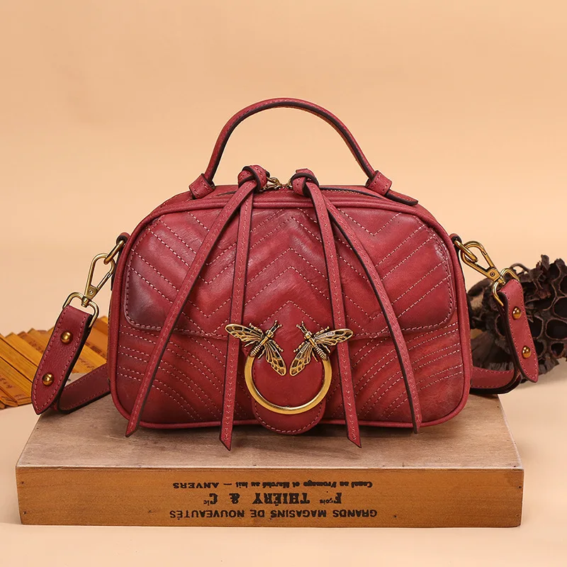 

High Quality Women Real Cowhide Cross Body Tote Handbag Female Leisure Messenger Shoulder Top Handle Genuine Leather Bags