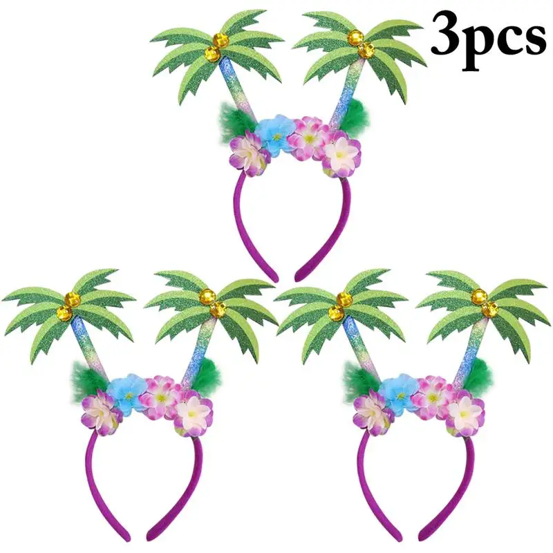 

1Pc/3PCS Hair Hoop Creative Coconut Tree Flower Hair Band Hawaiian Summer Party Headband Headdress Decoration Supplies