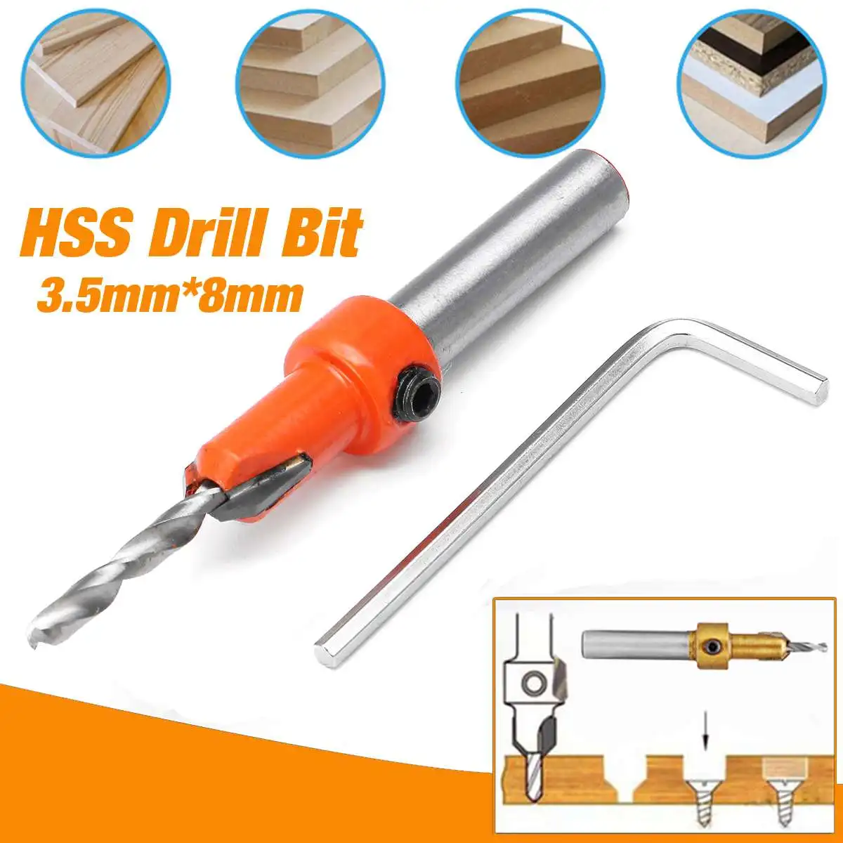 Beste Nieuwe Mini Hss Hout Gat Boor Hout Houtbewerking Verzinkboor Boor Kit Schroef Cutter 3.5mm x 8mm Schacht Voor Metaal Hout Legering