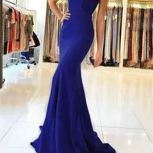 Лаконичное платье с юбкой годе Королевского синего цвета вечернее платье с открытыми плечами на молнии эластичные атласные длинные платья на заказ вечернее платье