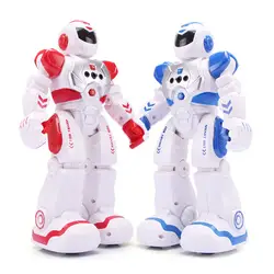 Игрушки для раннего детства Электронный Робот универсальный колесный робот синий красный пластиковый свет культивировать интерес музыка