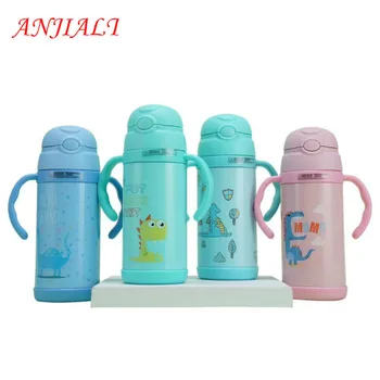 

350ML Fashion Thermos Dinosaur Straw Stainless Steel High Quality Child Portable Anti-drop Water Bottle Termos Garrafa Termica