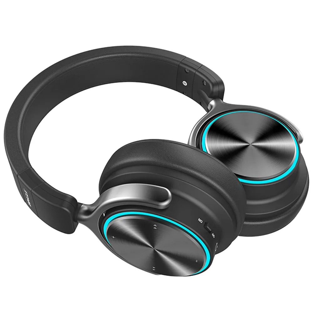Bingle Q3 Best Premium Metal Detachable Microphone RGB Led Light Over Ear Noise Canceling Wireless Bluetooth Headset Head Phones