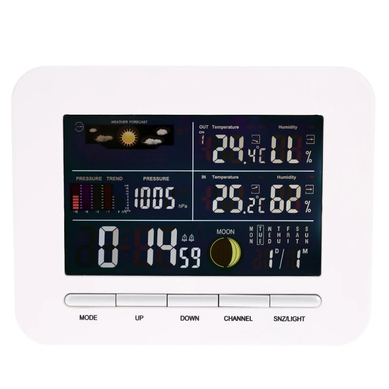 

Weather Station Barometer Thermometer Hygrometer Wireless Sensor Weather Forecast In/Outdoor Digital Alarm Clock EU Plug