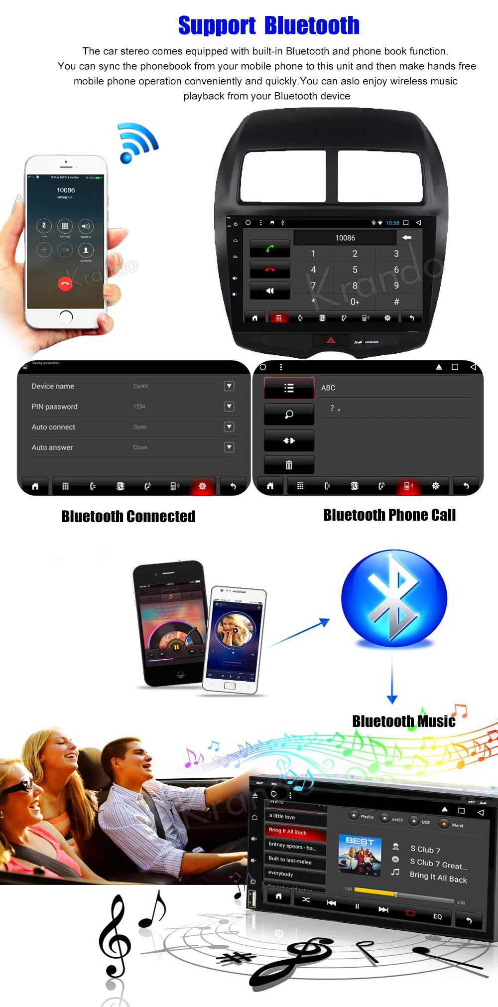Cheap Krando Android 8.1 10.1" IPS Full touch car Multmedia system for MITSUBISHI ASX /Peugeot 4008 audio player gps navigation wifi 4
