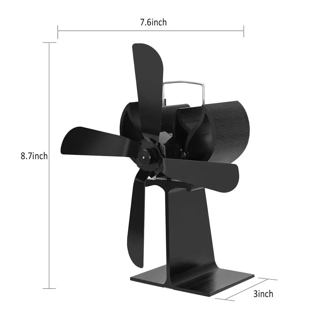

Wood Stove Eco-friendly Fan 4 Blades Heat Powered Stove Fan Wood Burner Fireplace Fan Blower