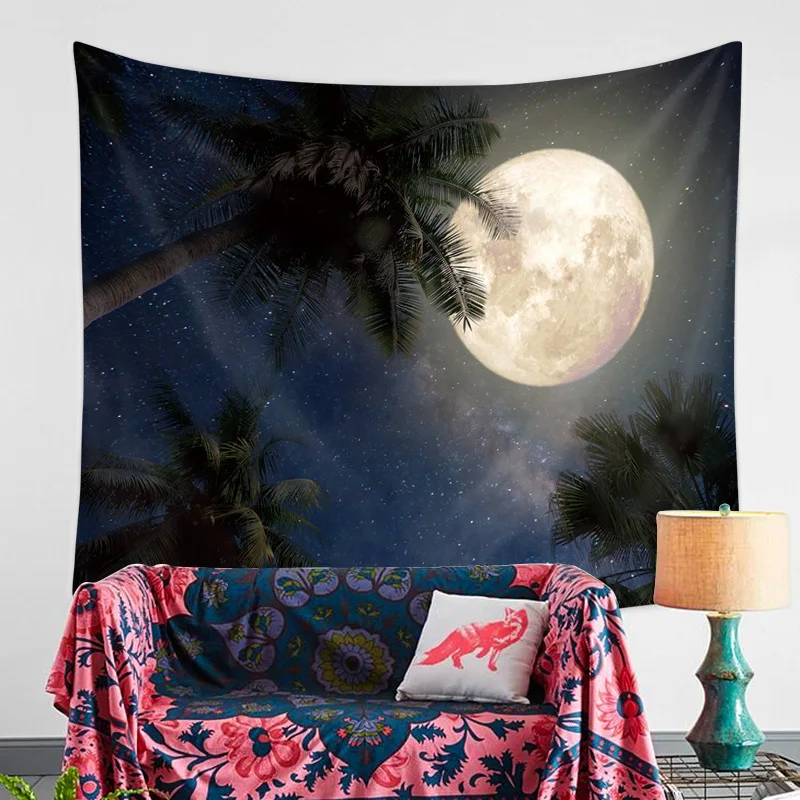 

Hanging Wall Starry Sky Tapestry Mandala Mountain Forest Galaxy Moon Wall Tapestry Nature Landscape Wall Carpet Throw Beach Yoga