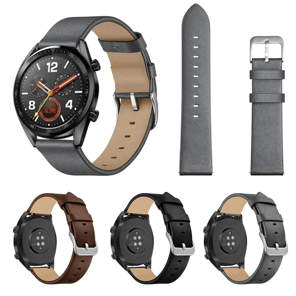 

22mm Fashion Replacement Needle Pattern Leather Strap Wristband For Watch GT / Honor Watch Magic Black Brown Gray New