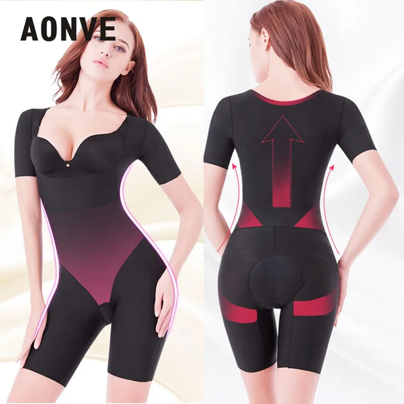 

Aonve Body Slimming Shapewear Short Sleeve Arm Shaper Seamless Butt Lifter Thigh Shaping Bodysuit Waist Trainer Shaper S-2XL