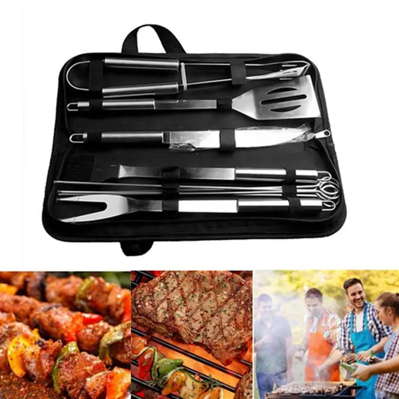 

10Pcs Professional BBQ Grill Tools Set Stainless Steel Barbeque Tools Set with Storage Bag Outdoor Grill Accessories