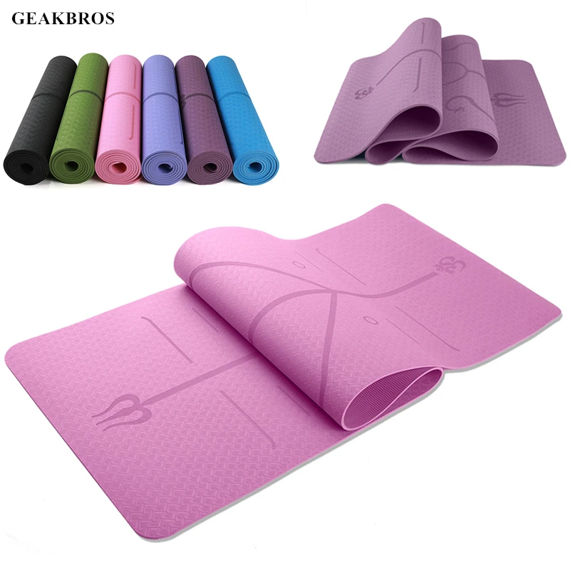 

183*61*0.6CM TPE Yoga Mat with Body Line Fitness Non Slip Carpet Thick Pilates Mats For Beginner Environmental Gym Mats Pads