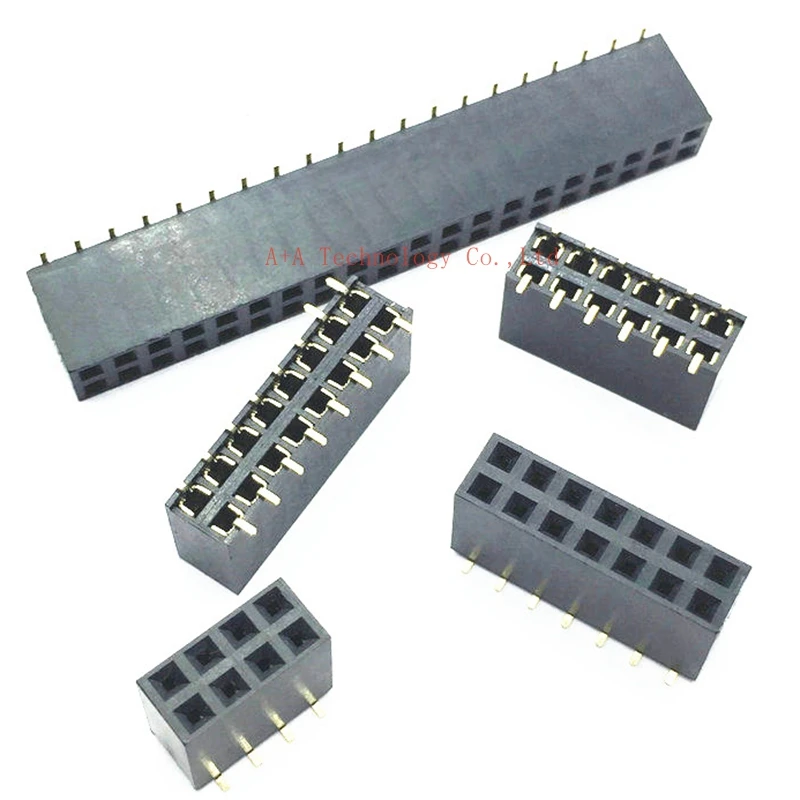 

10pcs 2.54mm PCB Female Header Dual Row Pin Header SMD /SMT 2x2P 3P 4P 5P 6P 7P 8P 9P 10P 20P~40p , Plastic height 8.5mm
