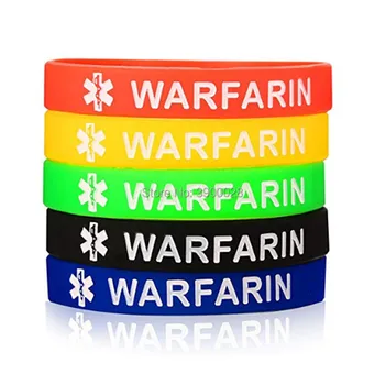 

100pc Warfarin silicone Medicated Wristband MEDICAL AWARENESS ALERT BRACELET