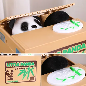 

1PC 11 Kinds Desktop Decoration Cute Steal Money Cat Panda Monkey Piggy Bank With Music Home Decorations Funny Change Box