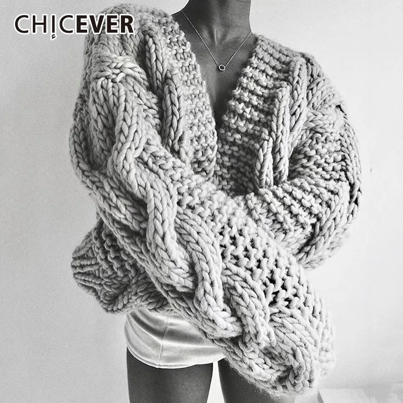 CHICEVER осенний свитер женский кардиган с длинным рукавом черный повседневный