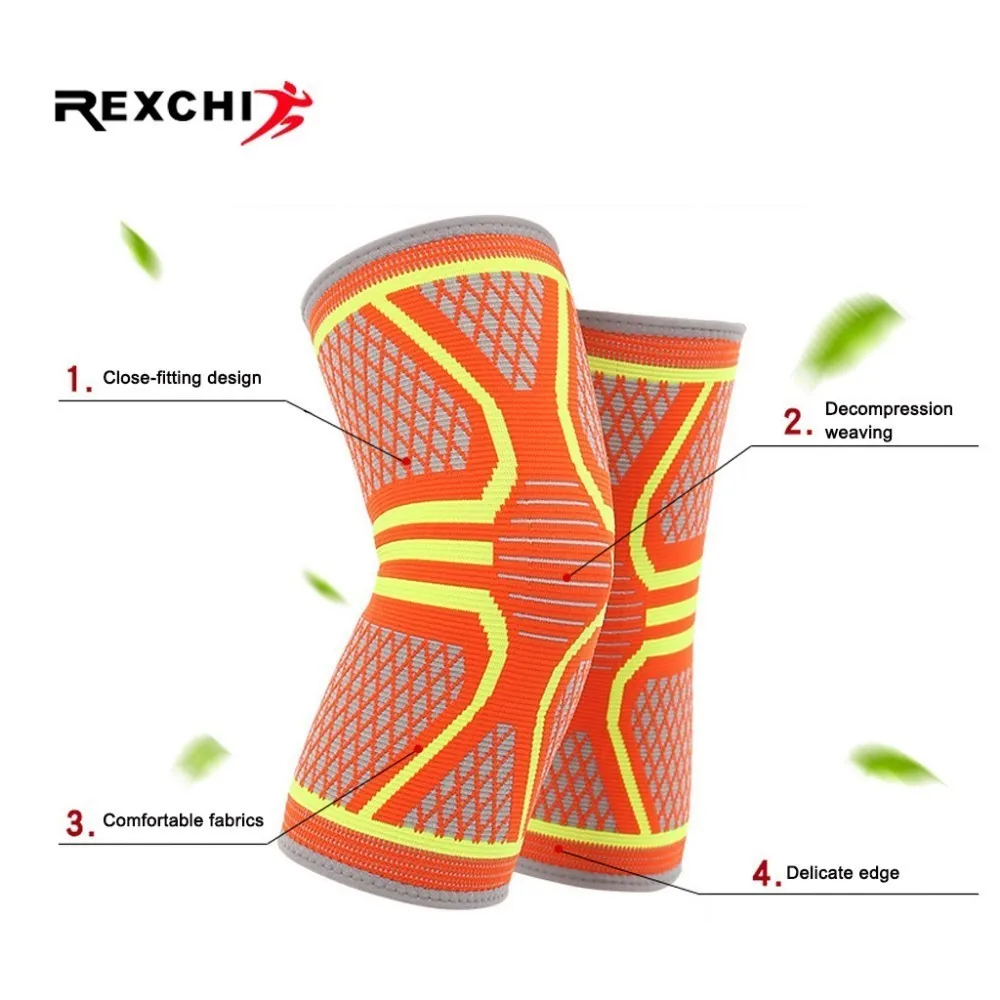 REXCHI 1 زوج مطاطا الرياضة دعامة الركبة النساء الرجال كرة السلة الركبة سادة الكرة الطائرة نيباد دعم سلامة التدريب واقية