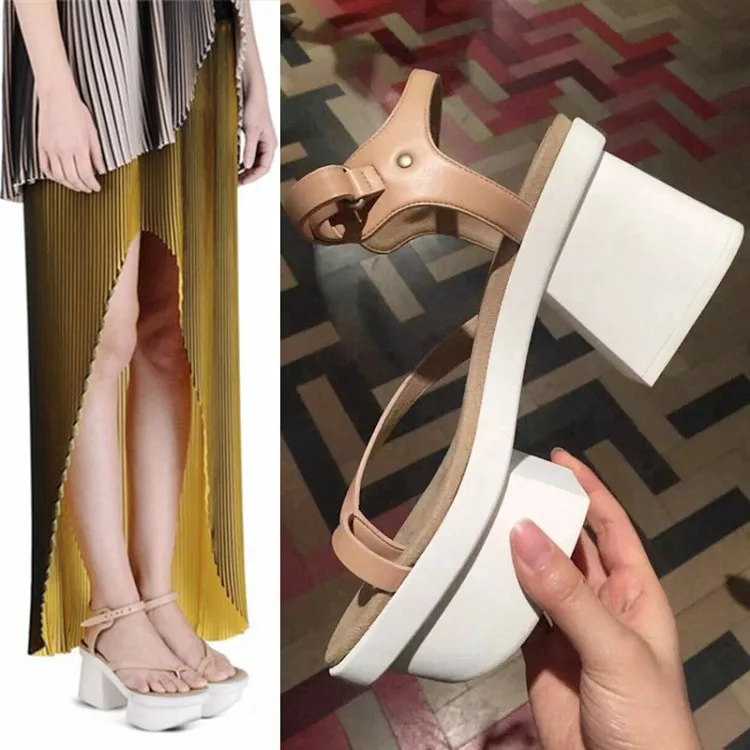 

Carole Levy Fashion Sandwich toe Gladiator Shoes Woman Platform Sandals Mixed Color High Square Heel Ladies Shoe For Spring