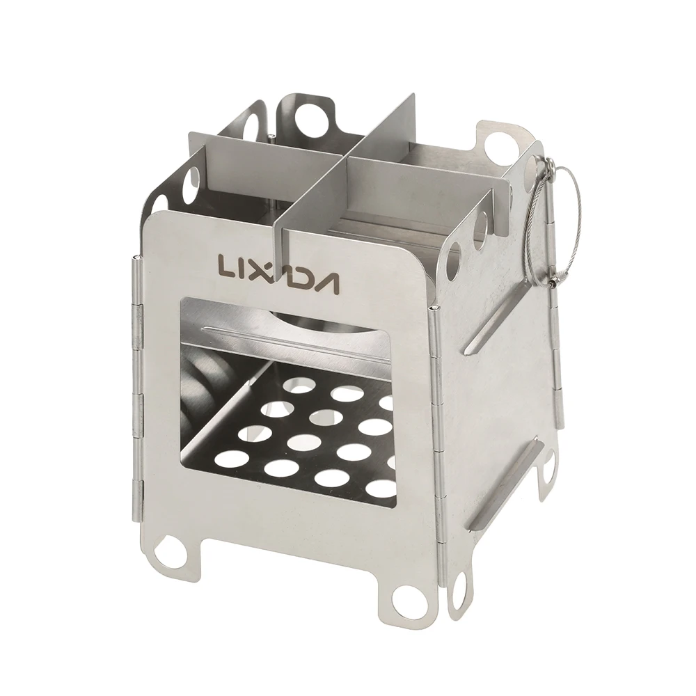 

Lixada Outdoor Camping Wood Stoves Folding Pocket Stove Lightweight Portable Stainless Steel Stove Backpacking Cooking Picnic