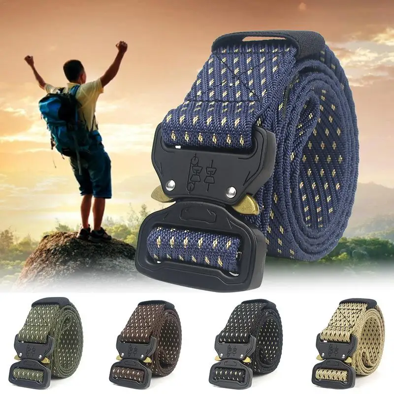 

High Quality Nylon Webbing Waist Belt Tactical Belt Heavy-Duty Quick-Release Buckle Adjustable For Outdoor Camping Climbing