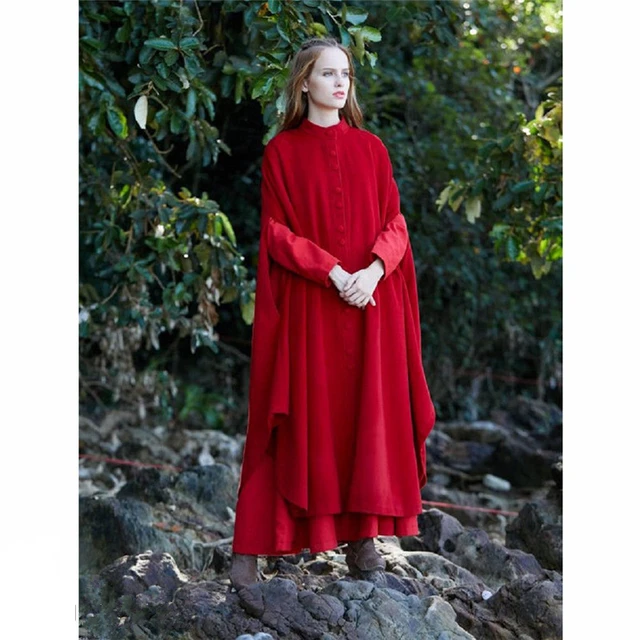 Reviews 3 Colors Fashion Women Winter Warm Coat Jacket Batwing Wool Poncho Parka Casual Loose Breasted Round necked Cloak Cape Ponchos