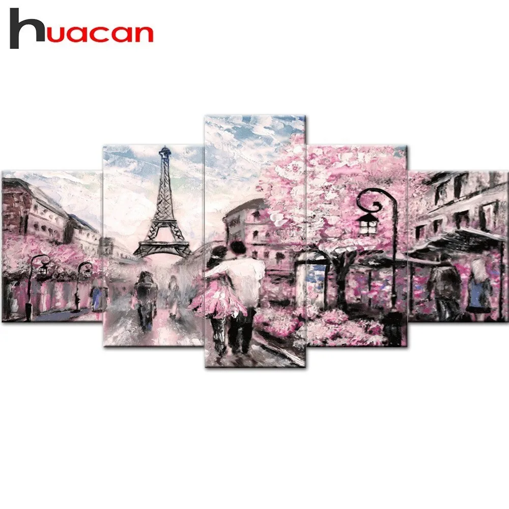 

Huacan Diamond Embroidery Flower Multi-picture Combination DIY Tower Diamond Painting Landscape Picture Of Rhinestone Decor Home