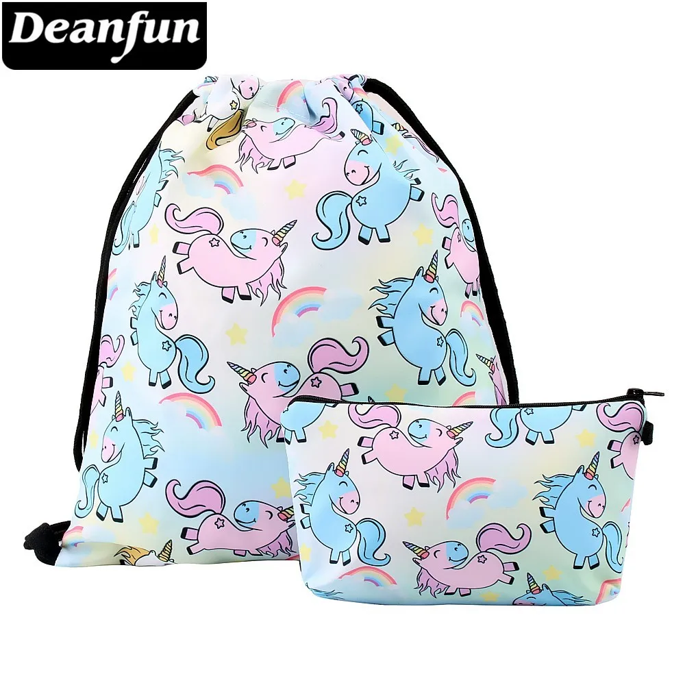 

Deanfun Rainbow Unicorn Drawstring Backpack Gym Bag Travel Waterproof Printing School Bags for Teenage Girls Dropshipping