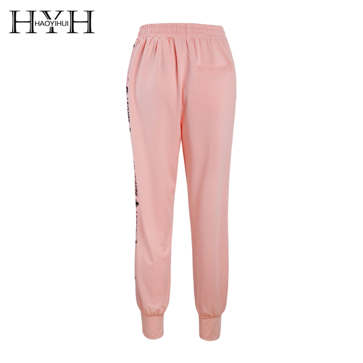 

HYH HAOYIHUI Sweet Girl Pink Side Stripe Print Cartoon Pattern Vitality Sports Trousers Female