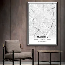 SURE LIFE – affiche en noir et blanc avec carte de ville de dubaï, impression de Latitude et de Longitude, peinture sur toile minimaliste, images murales d'art numérique