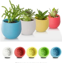 Mini Pot de fleurs en plastique rond coloré jardin maison bureau décor planteur Pots de fleurs de bureau(China)