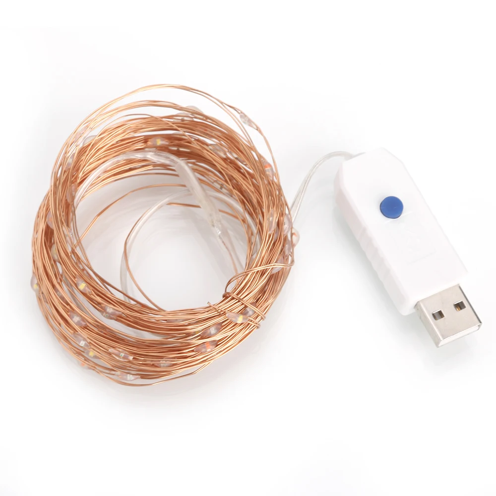 10 м 100 светодиодов водонепроницаемый USB медный провод Рождественское украшение гирлянда садовая для двора