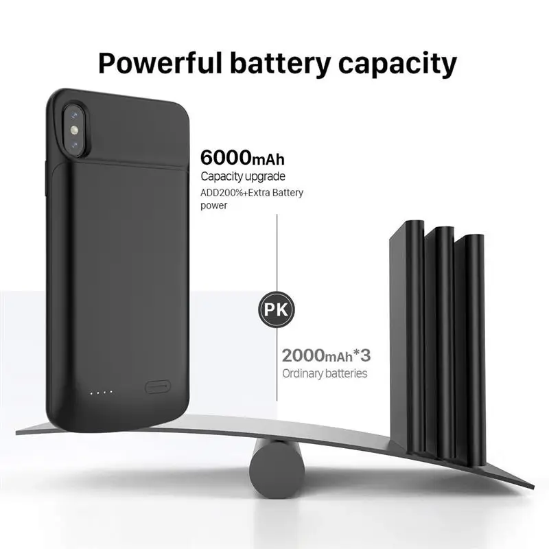 Для iPhone Xs аккумулятор Max Зарядное устройство Дело 6000 mAh Перезаряжаемые Мощность Банк внешнее резервное зарядное устройство чехол для iPhone Xs максимальный чехол