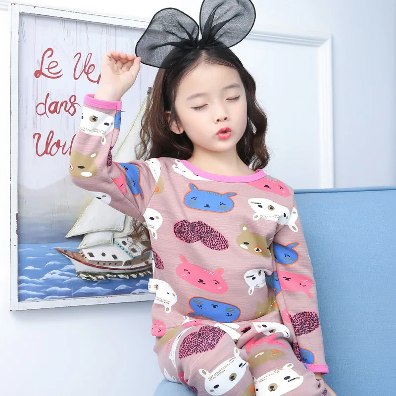 

Children with Autumn Cashmere Long Johns New Boy Girl Aged 2-8 Home Furnishing Suit Long Sleeve Tops +pant