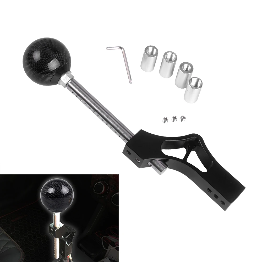 

Car Carbon Fiber Gear Shift Knob Shifter Lever and Adjustable Car Gear Shift Knob Extender Kit With 4 Adapters Car Accessories