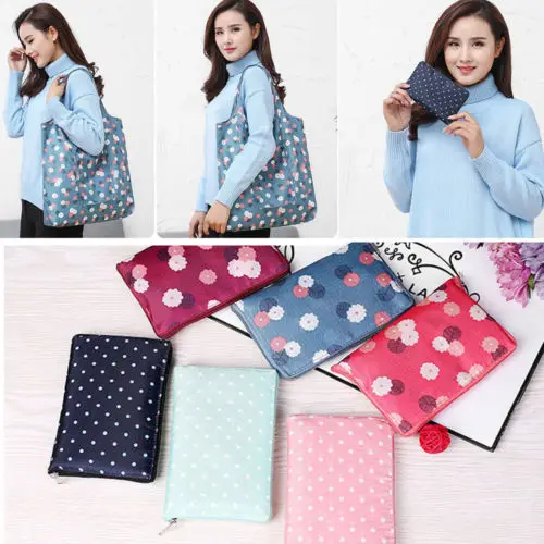 

Flower Print Foldable Handy Shopping Bag Reusable Tote Pouch Recycle Storage Bag Hot Sale