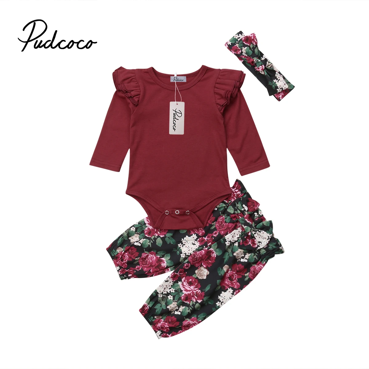 

New Toddler Infant Baby Girl Long Sleeve Tops Romper Floral Pants Outfit Clothes