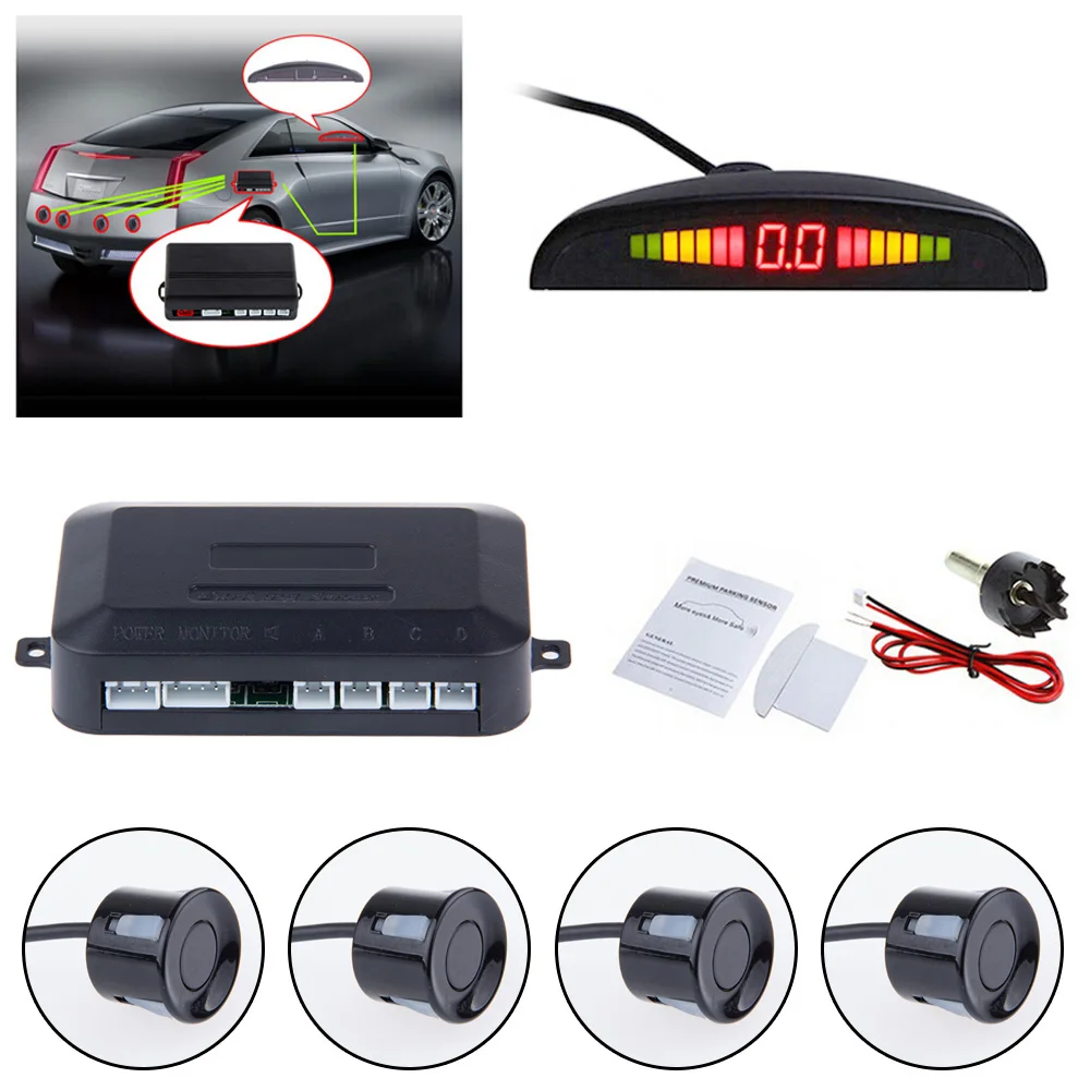 Car Auto Parktronic LED Parking Sensor With 4 Sensors Reverse Backup