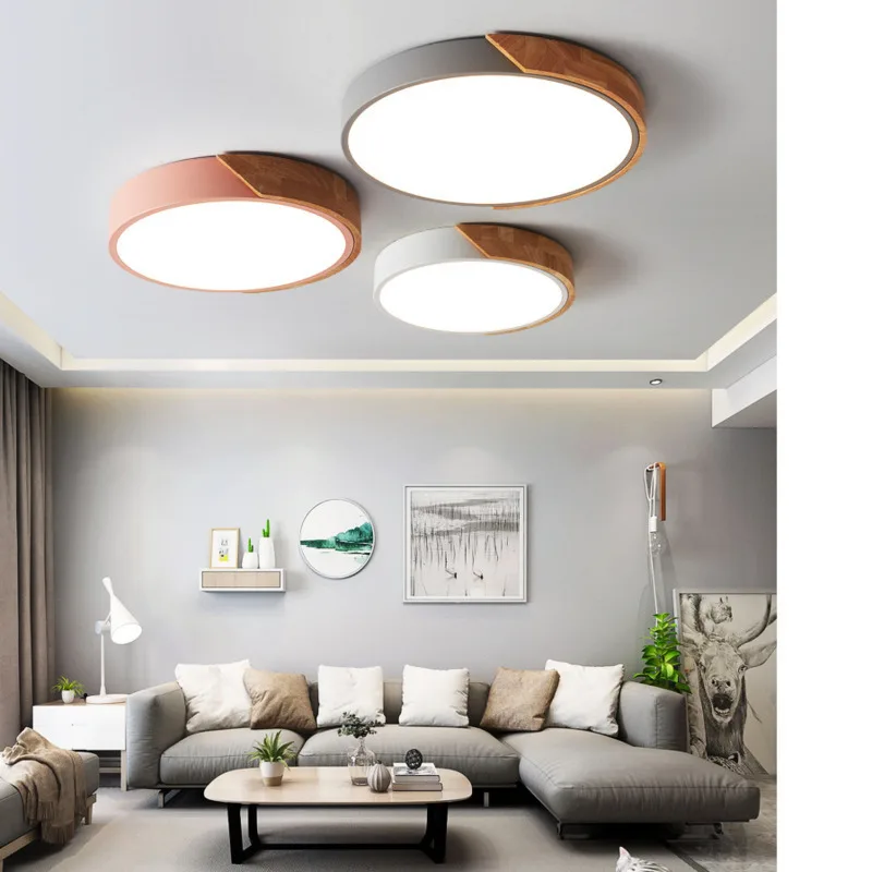 

DE.SOUL Living Room Ceiling Lights Marca Dragon Children House Round Lamp Led Northern Europe Study Bedroom Lamp Raw Wood Light