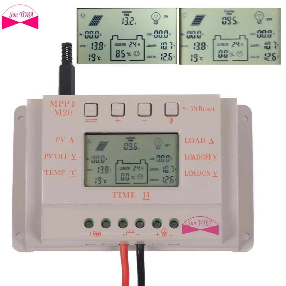 2018 Контроллер заряда солнечных батарей sun yoba LCD 10/20A MPPT регулятор батареи