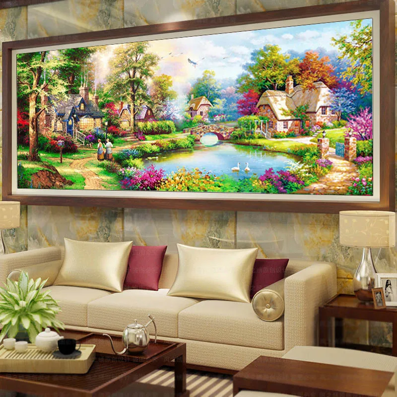 

2019 5d Diamond Painting New Arrivals Pastoral Landscape Cottage Diamond Embroidery Pictures Of Rhinestones Decor Living Room