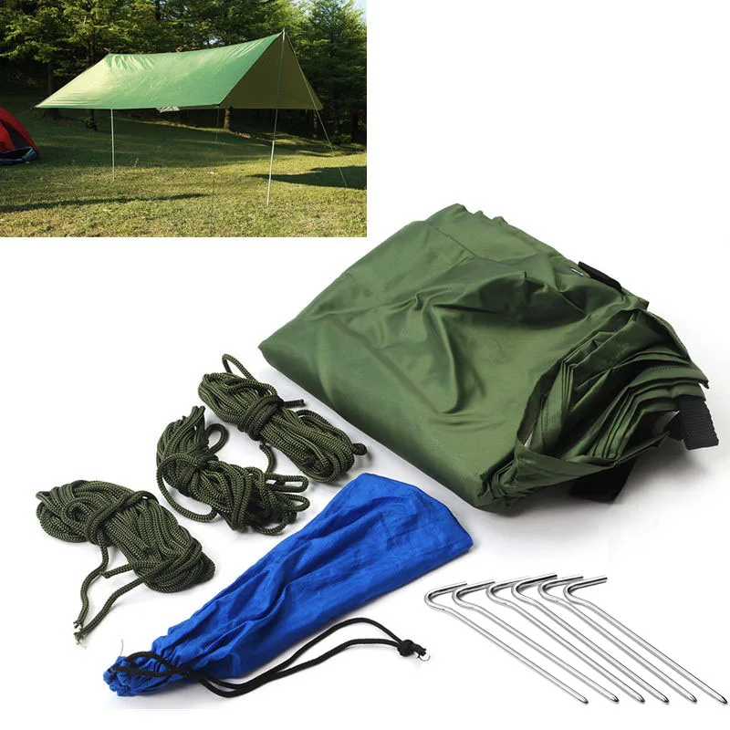 SGODDE المحمولة 3*3 m للماء الشمس المأوى في الهواء الطلق التخييم المشي لمسافات طويلة 210 T البوليستر متعددة الوظائف قماش القنب حصيرة مع حقيبة 3-4 شخص