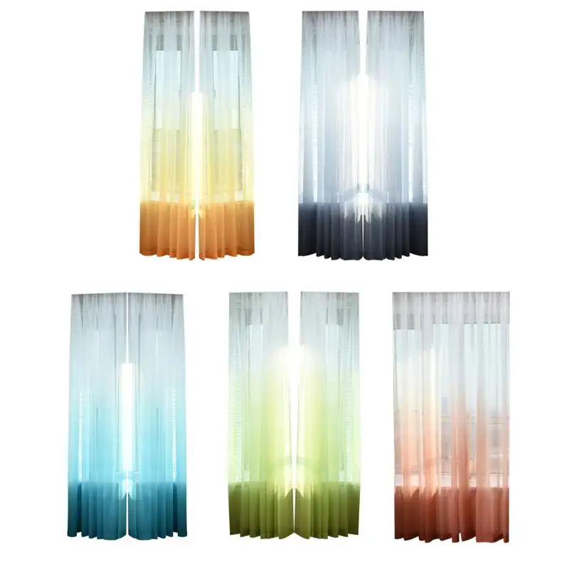 

Gradient Color Tulle Sheer Door Window Screening Curtain Drape Scarf Sheer