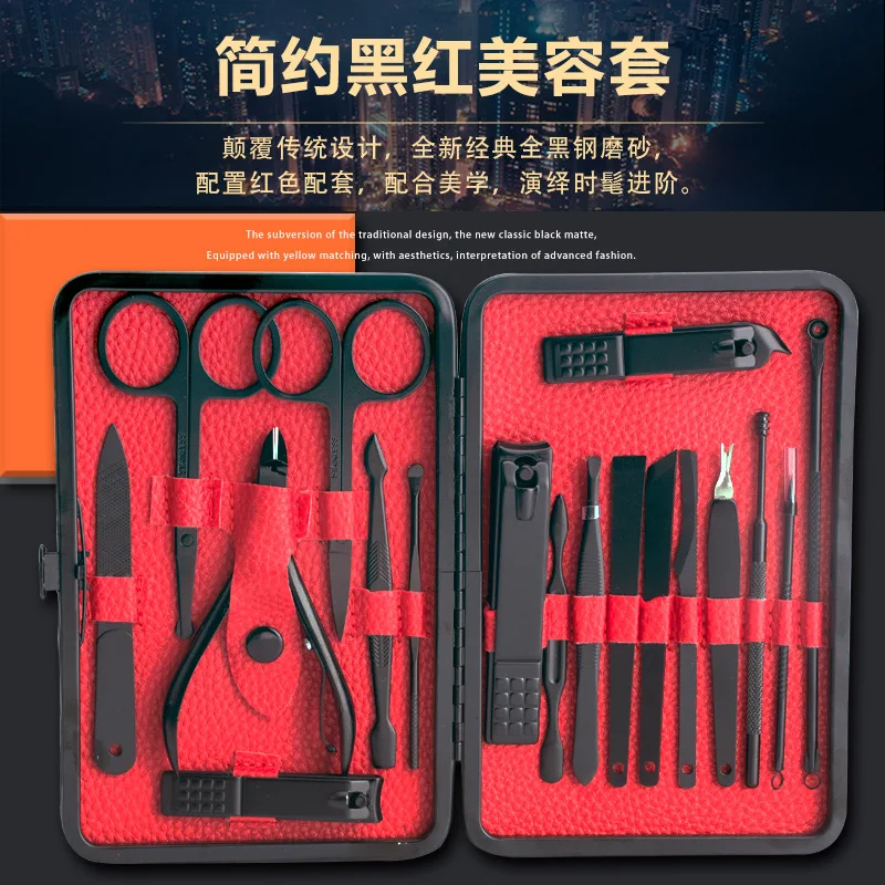 Tanie Ze stali nierdzewnej 18 sztuk obcinacz do paznokci zestaw do manicure narzędzia zestaw do pedicure profesjonalna maszynka do mody i narzędzie