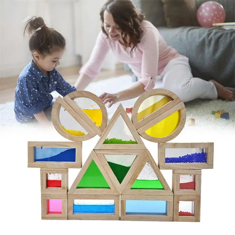 Инновационная обучающая головоломка для детей раннего образования, игрушки со звуком, акриловые радужные строительные блоки для детей