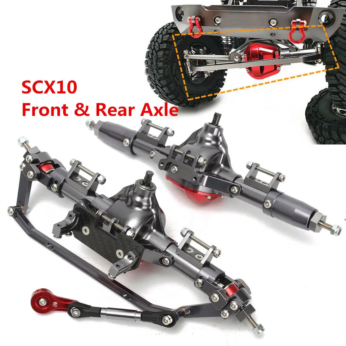 

2xCNC Aluminum Axle Front + Rear Rock Axle For AXIAL Honcho SCX10 1:10 RC Car US