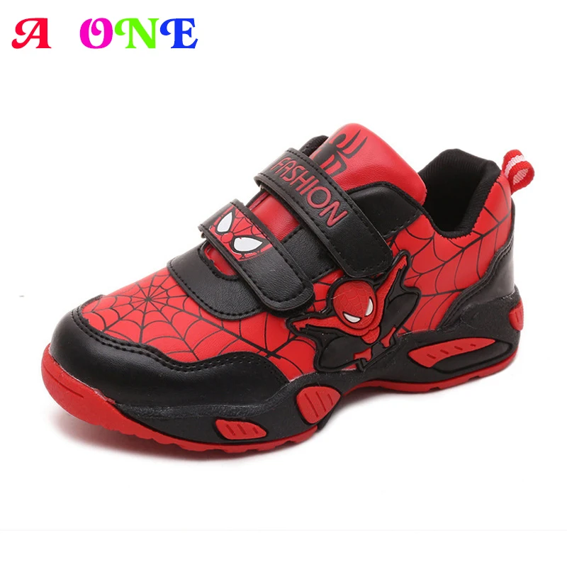 

Spring Fall Attract attention PU cartoon Jumping spider man letter boys sneakers for kids skate shoes children fashion shoes